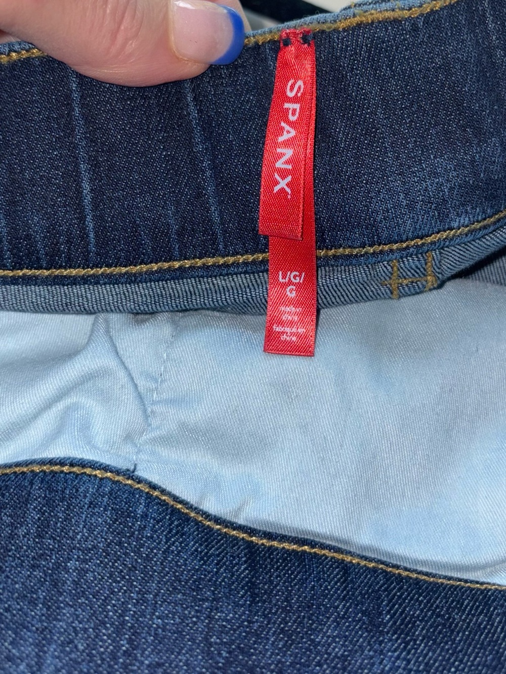 SPANX Flare Jeans Large 20327R Midnight Shade Pull On Shaping Denim - Picture 4 of 5